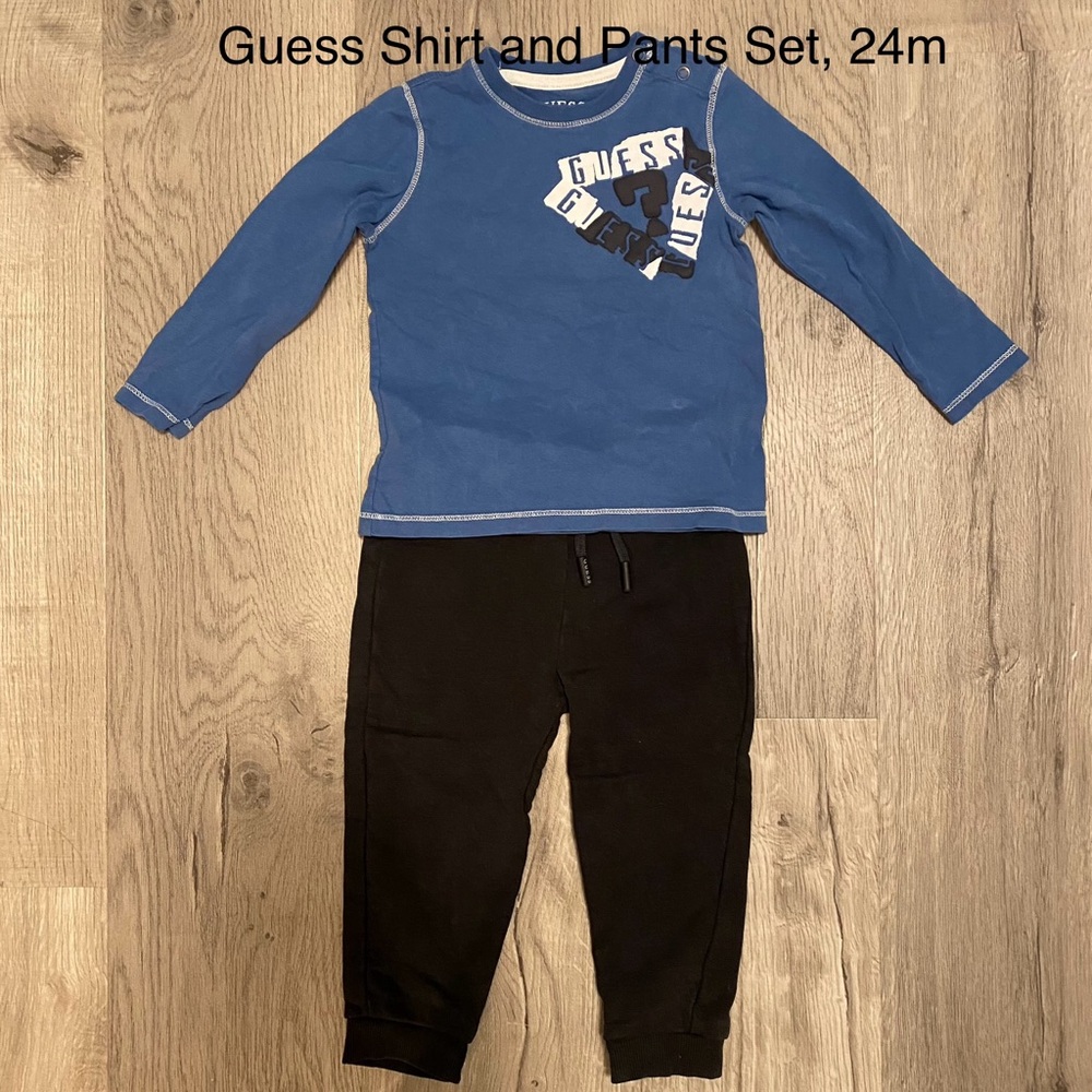 Guess Blue Shirt and Black Pants Set
